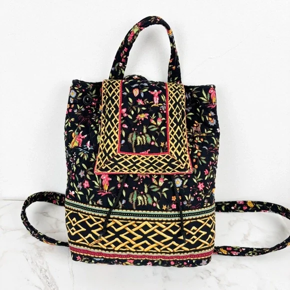 Vintage Vera Bradley Asian Print Quilted Backpack - Picture 3 of 13